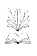 book open in front tattoo design idea