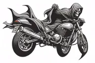 grim reaper riding a sport bike lifeline symbol intertwined tattoo design idea