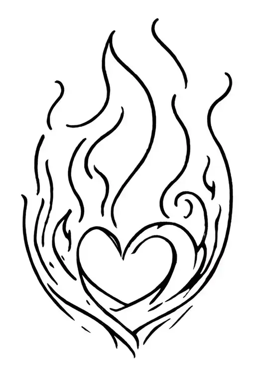 heart on Fire and Water Japanese symbol tattoo design idea