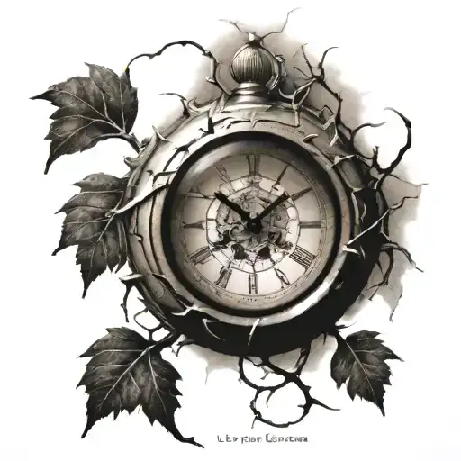 clock with cracks tribal tattoo design idea