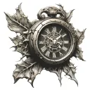 clock with cracks tribal tattoo design idea