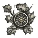 clock with cracks tribal tattoo design idea