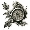 clock with cracks tribal tattoo design idea