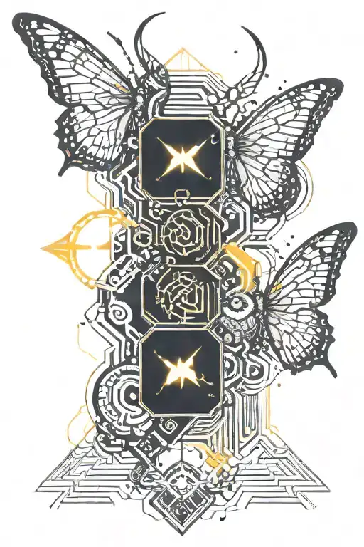 butterfly and demon face tattoo design idea