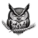 Wheat and owl tattoo design idea