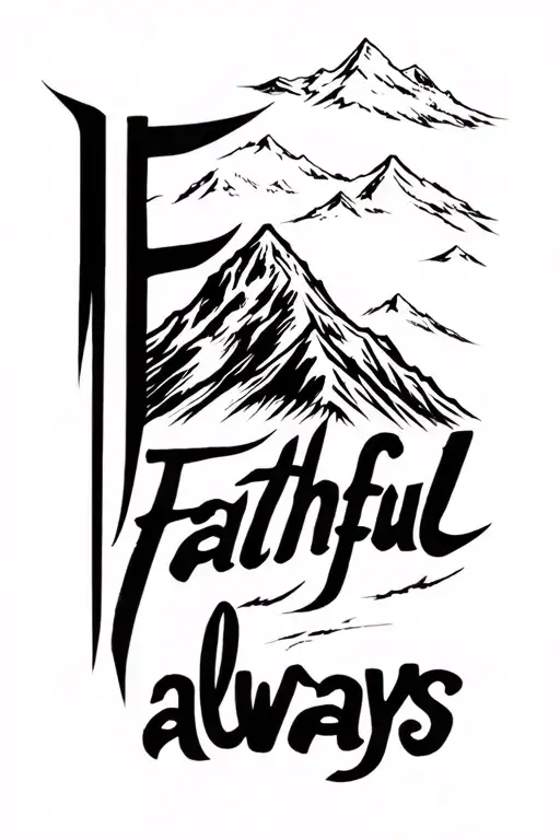 "Faithful always" Mountain Peak tattoo design idea
