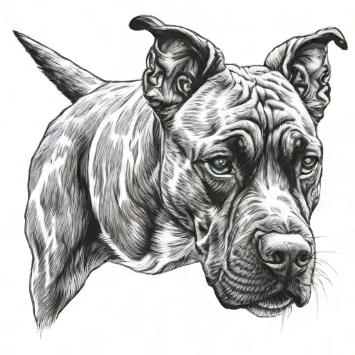 Pit and boxer mix dog. Wisconsin outline. tattoo design idea