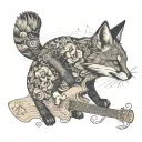 fox, cat, guitar, old map, pokemon trainer skin tattoo design idea