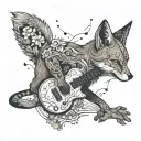 fox, cat, guitar, old map, pokemon trainer skin tattoo design idea