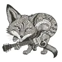 fox, cat, guitar, old map, pokemon trainer skin tattoo design idea