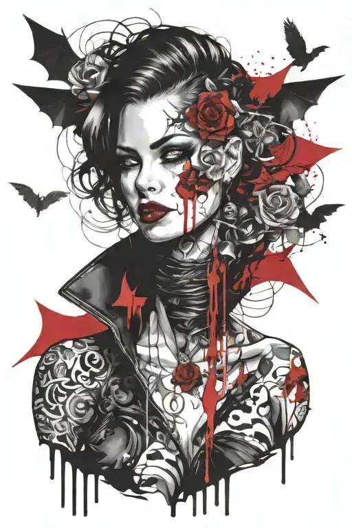 dark romance vampires tattoo design idea