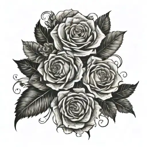 A beautiful bouquet of dandelions and roses intertwined with a Bible verse tattoo design idea