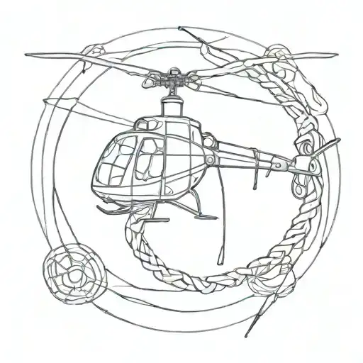 helicpter make with rope shibari knot intertwined tattoo design idea