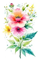 December, August and July birth flower tattoo design idea