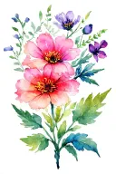 December, August and July birth flower tattoo design idea