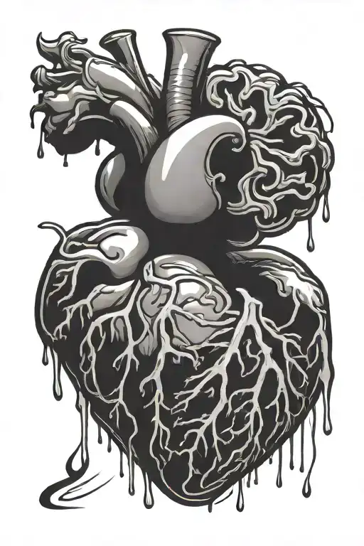brain bleeding heart tattoo design idea