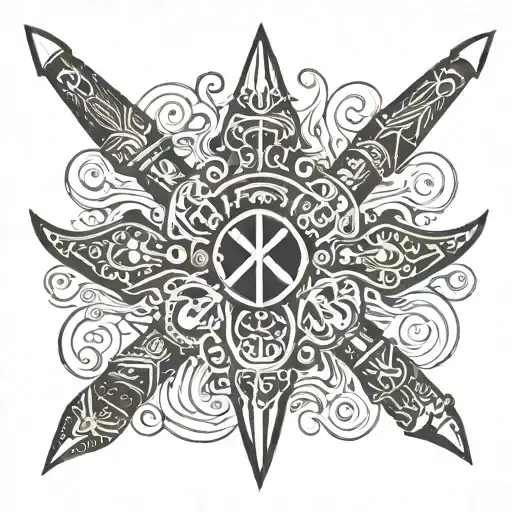 Fijian war clubs tattoo design idea