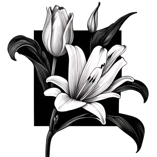 Lily And Tulip tattoo design idea