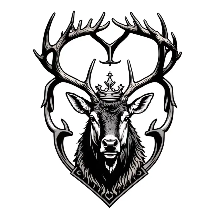 Munster rugby Stag head with no words and the three crowns between the antlers tattoo design idea