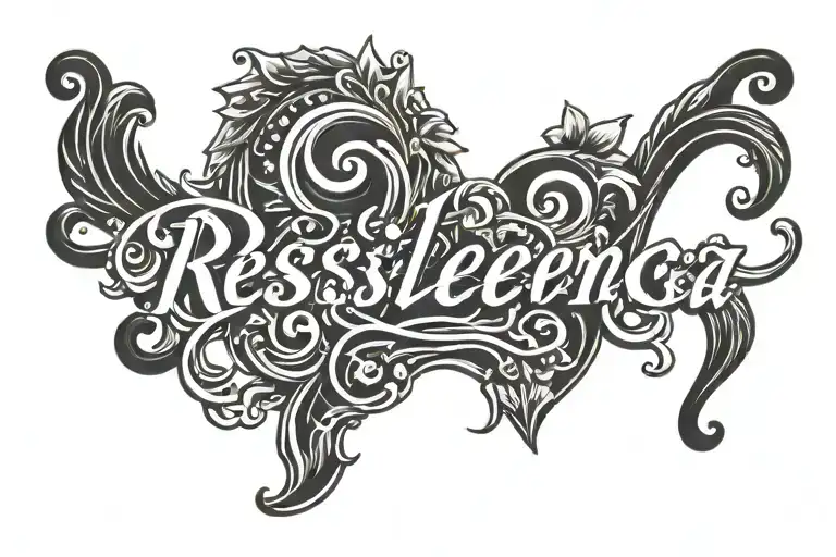 the Word Resiliencia in chicano cursive font lettering with  tattoo design idea