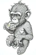 monkey eating banana tattoo design idea
