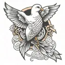 cross dove fish tattoo design idea