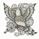 cross dove fish tattoo design idea