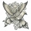 cross dove fish tattoo design idea