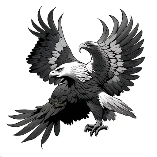 romanian eagle connected with greek spartan tattoo design idea