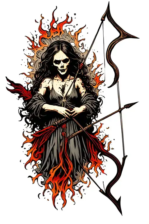 blessed bow and arrow tattoo design idea