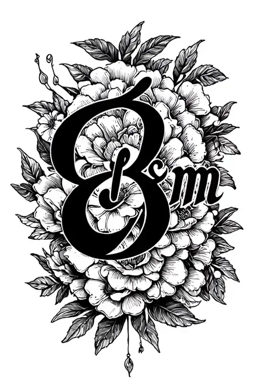 Cursive latter b and m tattoo design idea