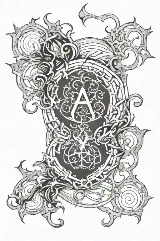 alpha omega fractal interconnecting tattoo design idea