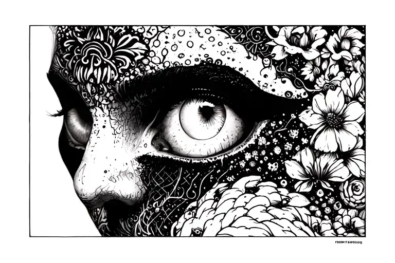 Gloomy tattoo in the styles of minimalism, personifying rebirth, but with echoes of the past tattoo design idea