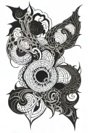 Abstract Transformation: Dark chaos evolves into vibrant patterns, symbolizing struggles, growth, and transformation tattoo design idea
