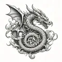 dragon breathing fire tattoo design idea