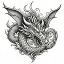 dragon breathing fire tattoo design idea