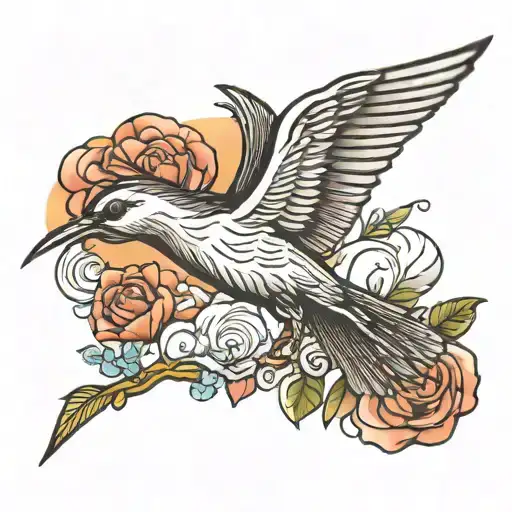 top view bird flying in the sky tattoo design idea