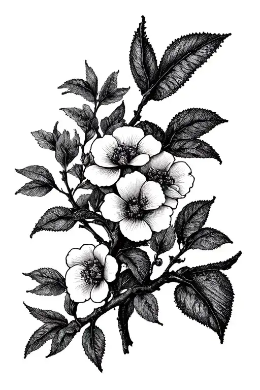 branches with flowers tattoo design idea