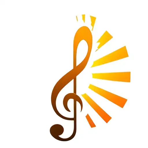 a bass clef merging into rising sun rays at the top tattoo design idea