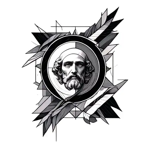 Geometric tattoo design with plato tattoo design idea