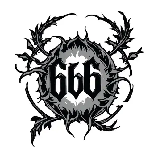 666 number tattoo design idea