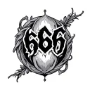 666 number tattoo design idea
