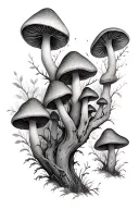 mushroom forest tattoo design idea