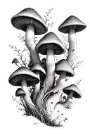 mushroom forest tattoo design idea