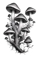 mushroom forest tattoo design idea