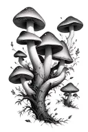 mushroom forest tattoo design idea