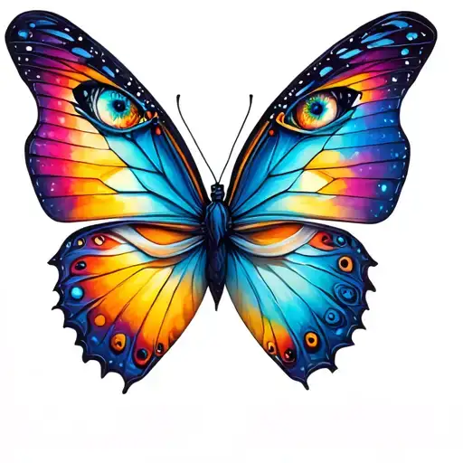 Surrealist Butterfly Celestial with Eyeball tattoo design idea