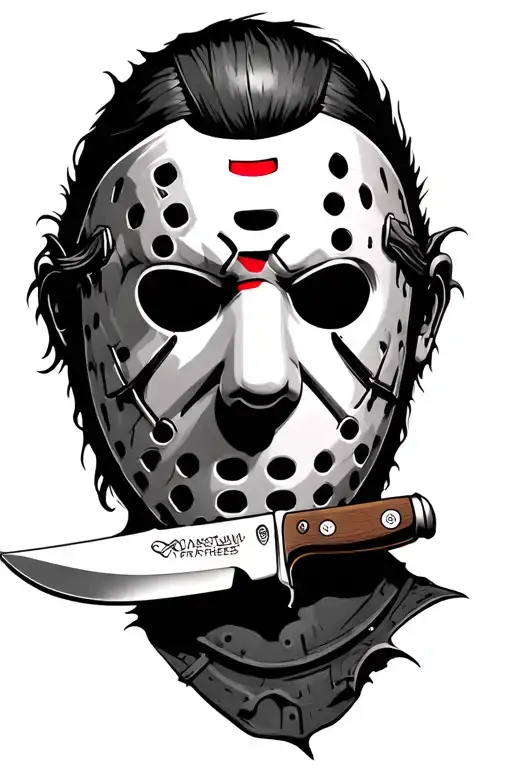 micheal myers knife with jason voorhees tattoo design idea