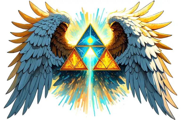triforce with angel wings spread tattoo design idea