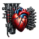 v8 engine morphed to heart  tattoo design idea